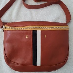 Clare V Fanny Pack Nwot Brown Leather With Monogra